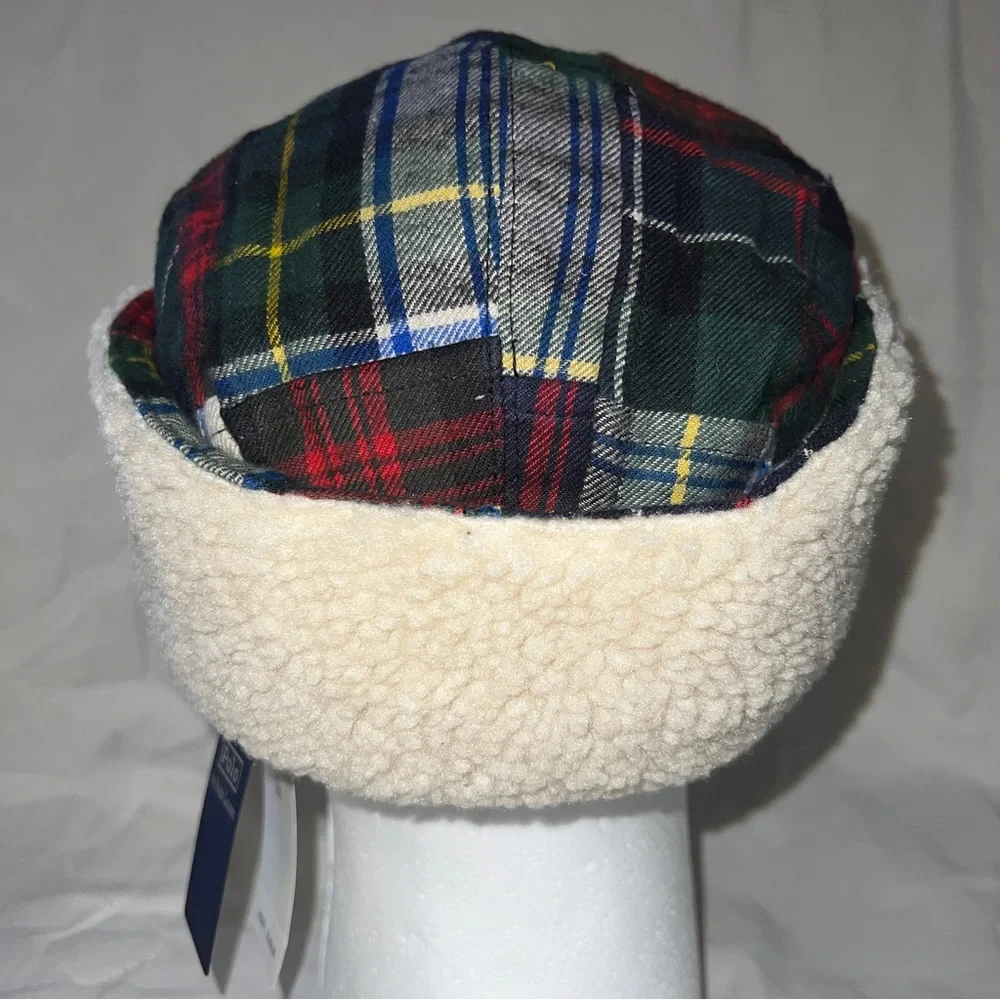 Polo Ralph Lauren Patchwork Plaid Ski Wool Shearling Hunting Trapper Cap Hat - Picture 5 of 8